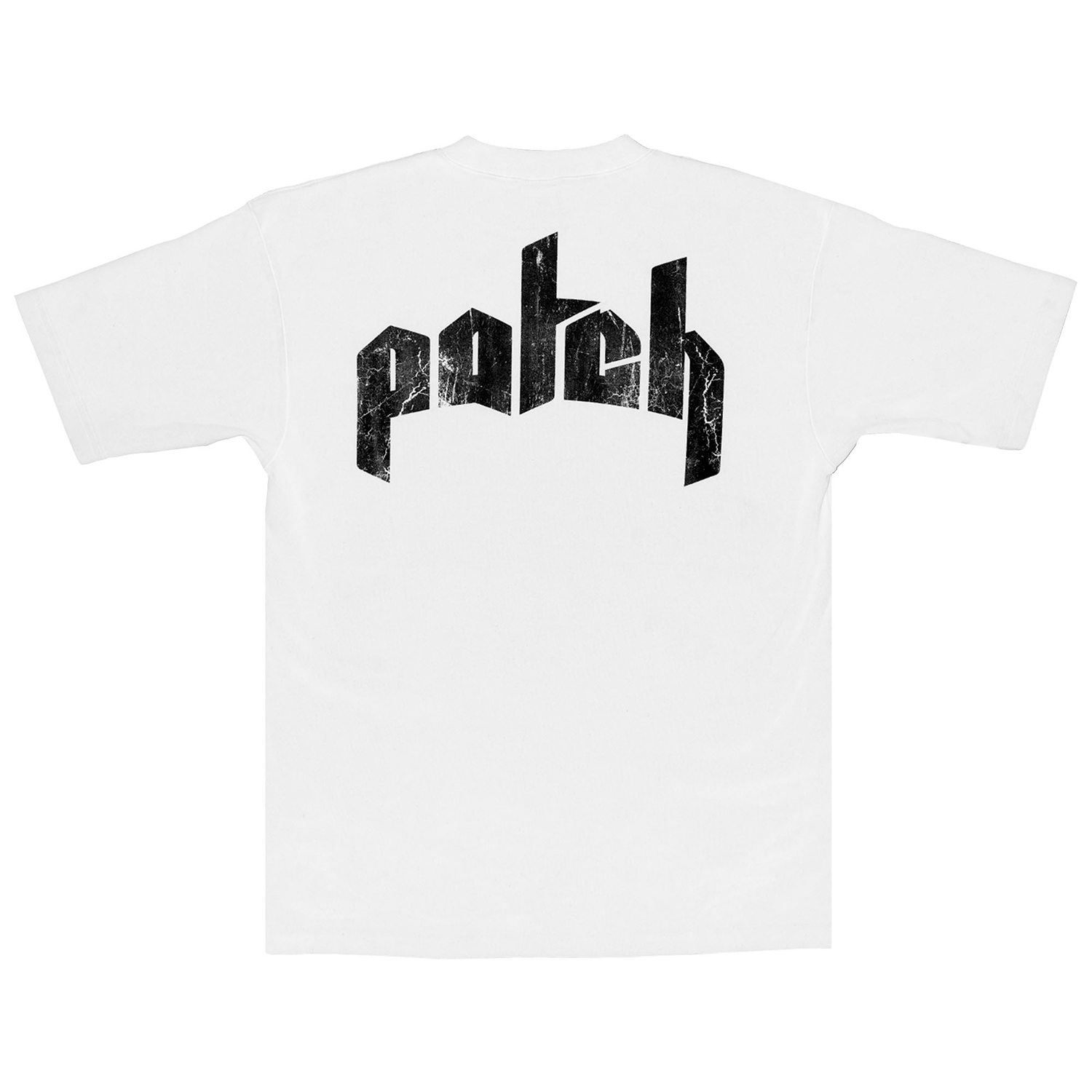 White Color Patch Distortion T-shirt Rear View