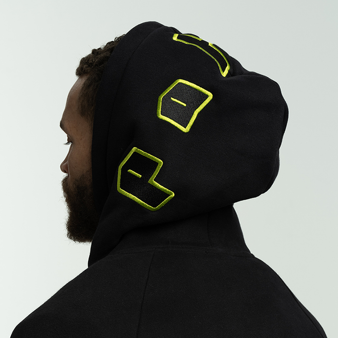 Closeup Rear View of the Patch Signature Embroidered Hoody