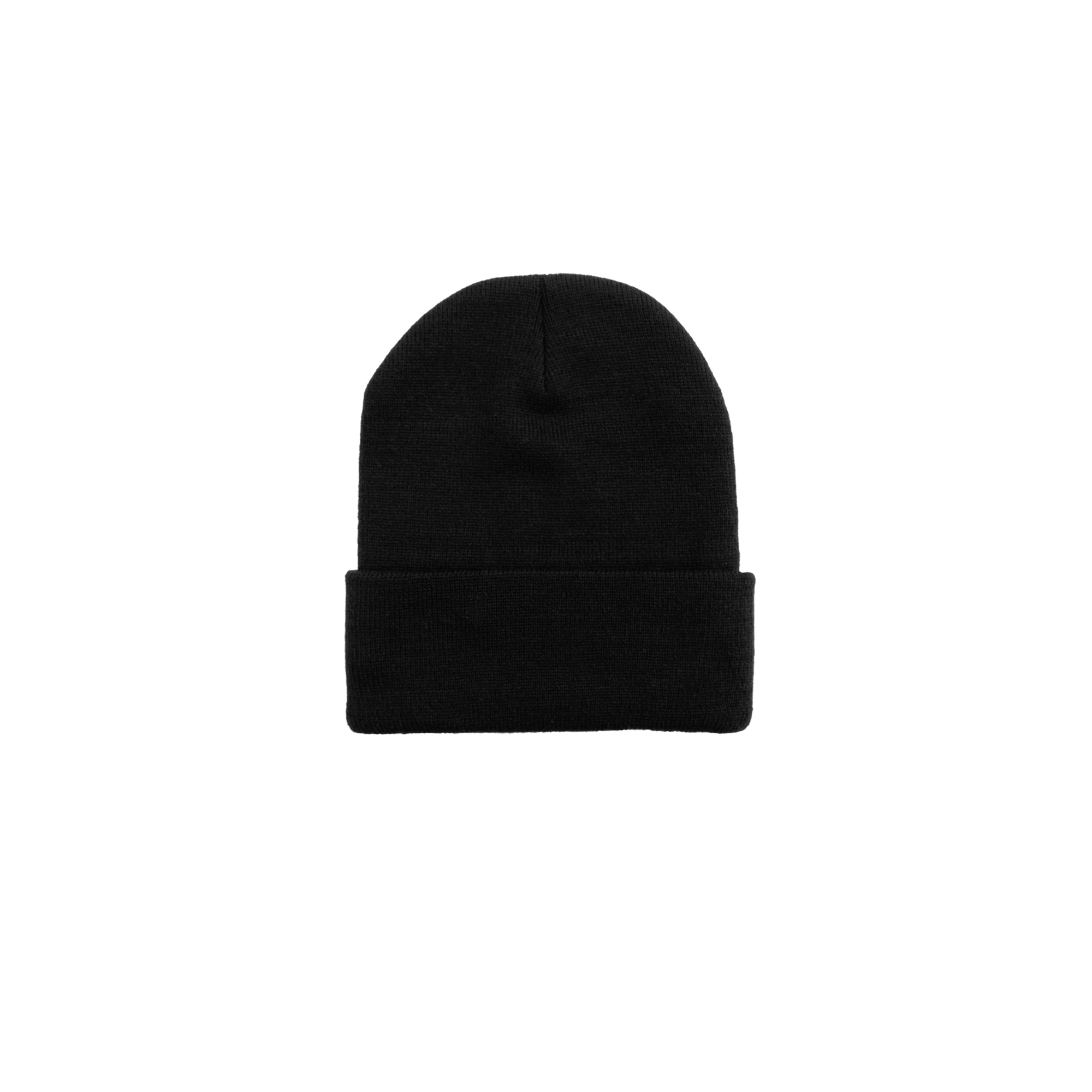 Rear view of Patch Logo Beanie in Black 